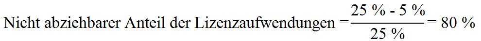 Lizenzschranke nicht abziebarer Anteil